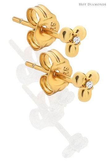 Hot Diamonds Gold Tone Petal Stud Earrings (Q93098) | £40