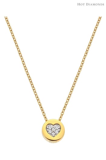 Hot Diamonds X JJ Gold Tone Heart Necklace (Q93115) | £85