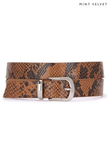 Mint Velvet Brown Brown Snake Print Leather Belt (Q93152) | £45