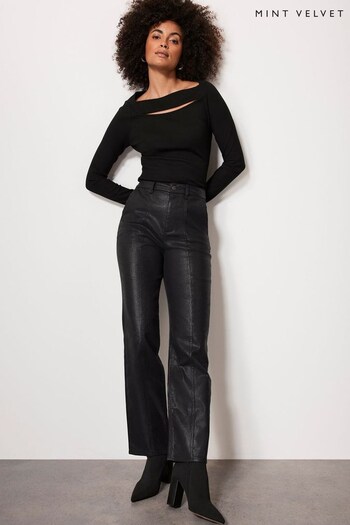 Mint Velvet Black High Rise Straight Jeans (Q93155) | £99