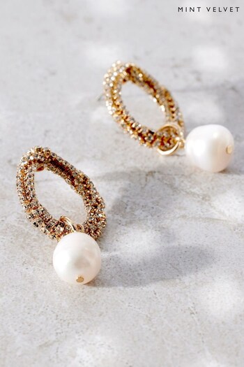 Mint Velvet Gold Pearl Earrings (Q93156) | £29