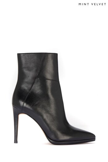 Mint Velvet Black Leather Ankle Boots (Q93176) | £159