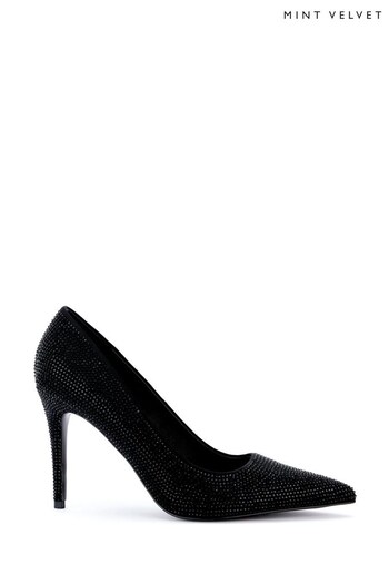 Mint Velvet Black Sparkle Court Heels (Q93206) | £129