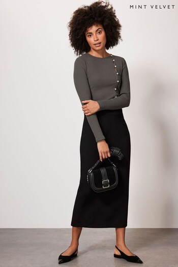Mint Velvet Black Jersey Midi Skirt (Q93207) | £89