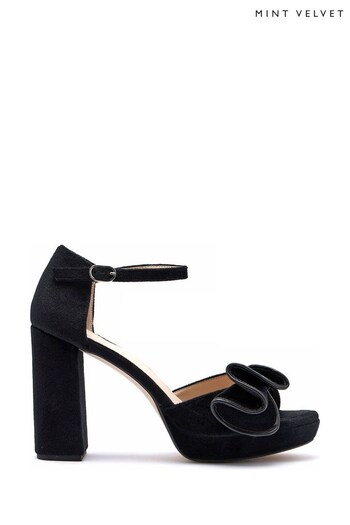 Mint Velvet Black Velvet Platform Heels (Q93210) | £139