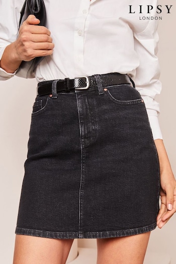 Lipsy Black Denim High Waist Mini Skirt (Q93227) | £35