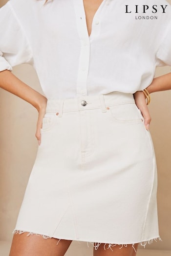 Lipsy White Denim High Waist Mini Skirt (Q93268) | £35