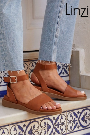 Linzi Brown Kara Two-Part Footbed Sandals (Q93295) | £30