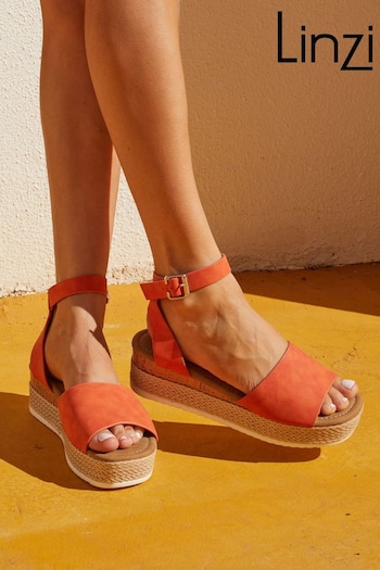 Linzi Orange Resort Two-Part Espadrille Sandals (Q93344) | £32