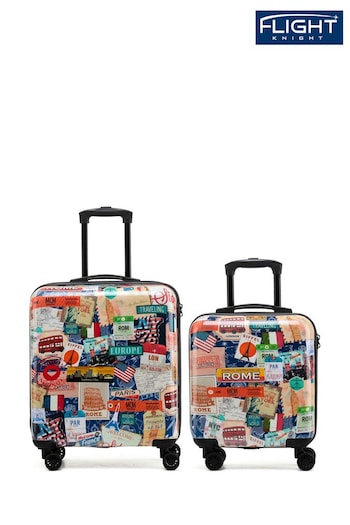 Flight Knight Medium & Large Check-In Hold Luggage Hardcase Travel White/Red Suitcases Set Of 2 (Q93392) | £140