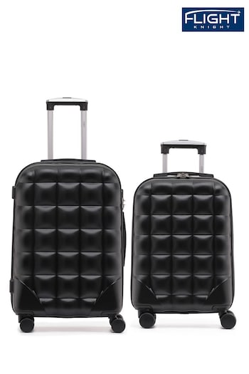 Flight Knight Medium & Large Check-In Hold Luggage Bubble Hardcase Travel Brown Suitcases Set of 2 (Q93393) | £120