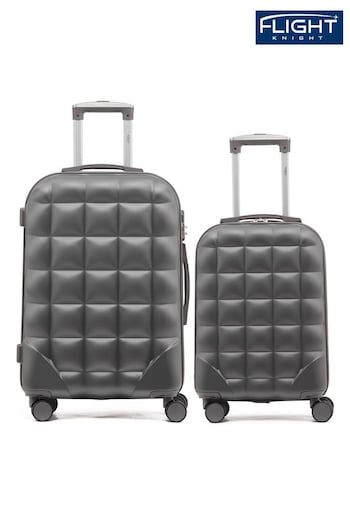Flight Knight Medium & Large Check-In Hold Luggage Bubble Hardcase Travel Brown Suitcases Set of 2 (Q93401) | £120