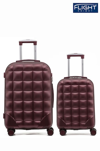Flight Knight Medium & Large Check-In Hold Luggage Bubble Hardcase Travel Brown Suitcases Set of 2 (Q93405) | £120