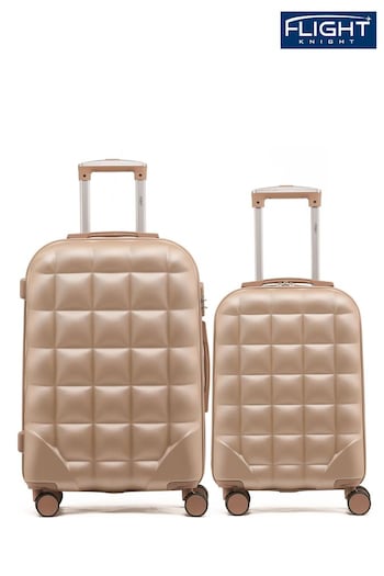Flight Knight Medium & Large Check-In Hold Luggage Bubble Hardcase Travel Brown Suitcases Set of 2 (Q93409) | £120