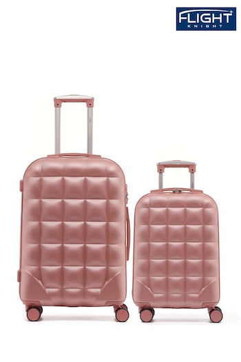 Flight Knight Medium & Large Check-In Hold Luggage Bubble Hardcase Travel Brown Suitcases Set of 2 (Q93421) | £120