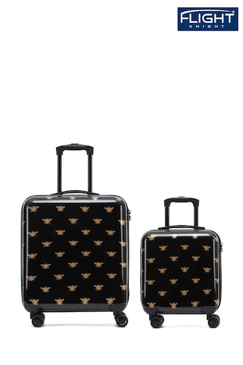 Flight Knight Medium & Large Check-In Hold Luggage Hardcase Travel Black Suitcases Set Of 2 (Q93427) | £140