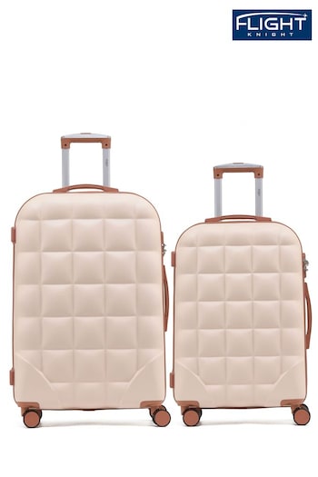 Flight Knight Medium Cream Check-In & Small Carry-On Bubble Hardcase Travel Luggage Set Of 2 (Q93437) | £100