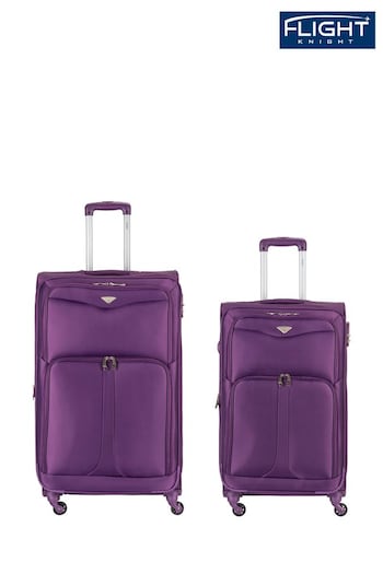 Flight Knight Medium Check-In & Small Carry-On Soft Case Travel Blue Suitcases Set Of 2 (Q93440) | £120