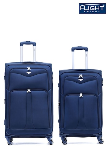 Flight Knight Medium Check-In & Small Carry-On Soft Case Travel Blue Suitcases Set Of 2 (Q93442) | £120