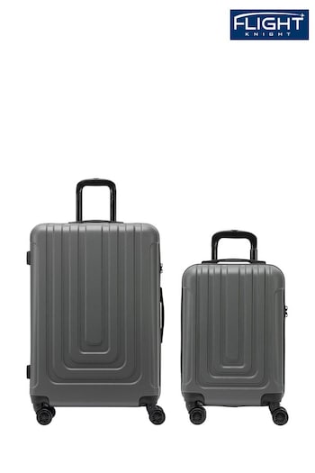 Flight Knight Medium & Large Check-In Hold Luggage Hardcase Travel Grey Suitcases Set Of 2 (Q93454) | £120