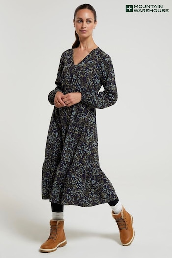 Mountain Warehouse Green Blossom Womens Midi Dress (Q93570) | £49