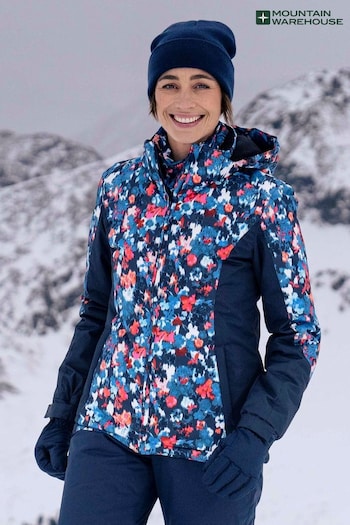 Mountain Warehouse Blue Dawn II Womens Printed Fleece Lined Ski Jacket (Q93646) | £72