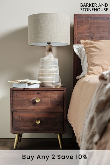 Barker and Stonehouse Brown Modi Reclaimed Wood 2 Drawer Bedside (Q93666) | £175