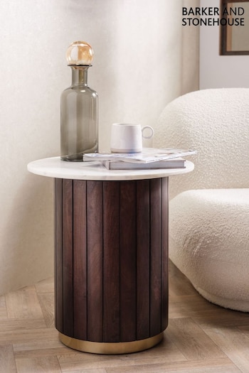 Barker and Stonehouse Dark Brown Calliope Marble 50cm End Table (Q93719) | £245