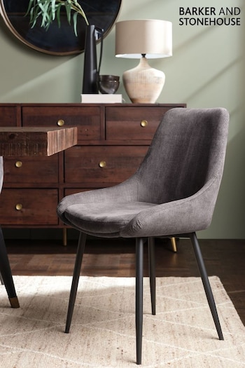 Barker & Stonehouse Grey Emmett Cord Fabric Dining Chair (Q93721) | £85