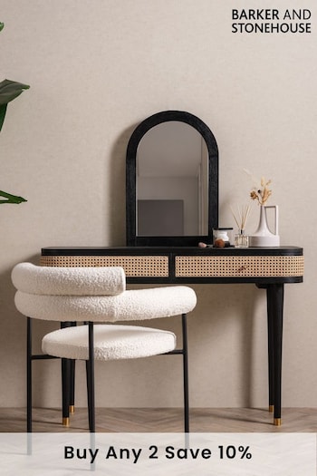Barker and Stonehouse Sandblasted Black Nyx Dressing Table With 2 Drawers And Mirror (Q93725) | £395