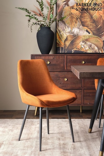 Barker and Stonehouse Orange Emmett Cord Fabric Dining Chair (Q93747) | £85