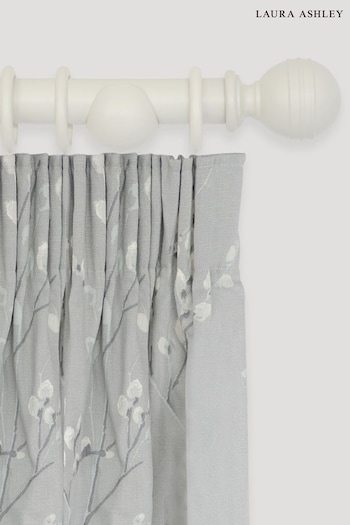 Laura Ashley Soft Natural Ribbed Ball 35mm Wood Curtain 180cm 360cm Pole (Q93764) | £120