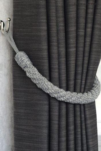 Laura Ashley Steel Grey Set of Two Felton Rope Tie Backs (Q93770) | £40