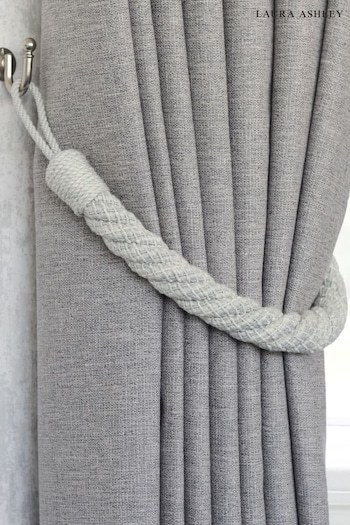 Laura Ashley Pale Steel Grey Set of Two Felton Rope Tie Backs (Q93779) | £40