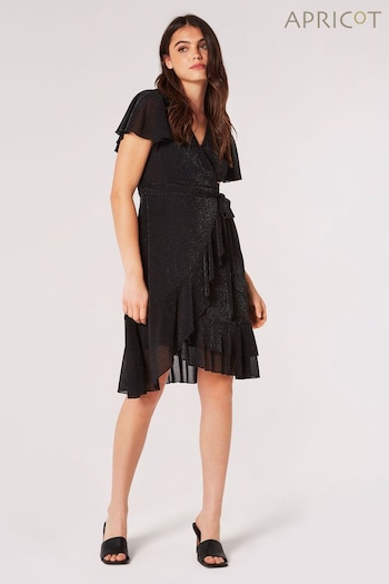 Apricot Black Angel Sleeve Wrap Sparkle Dress (Q93838) | £35