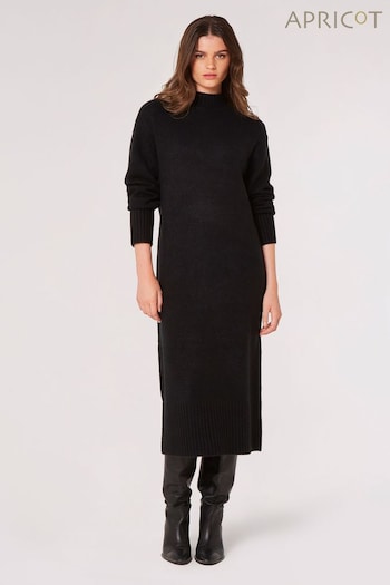 Apricot Black Chunky Knit High Neck Midi Dress (Q93840) | £39