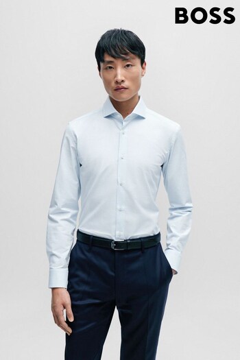 BOSS Blue Slim-Fit Shirt in Easy-Iron Structured Stretch Cotton (Q93887) | £89
