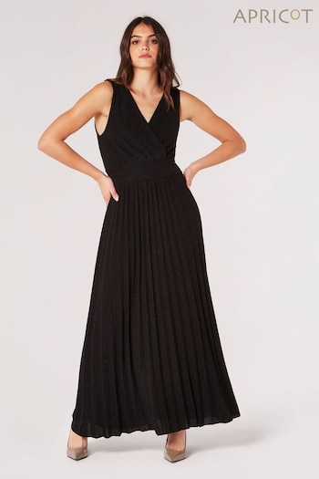 Apricot Black Sparkle Pleated Maxi Dress (Q93889) | £59