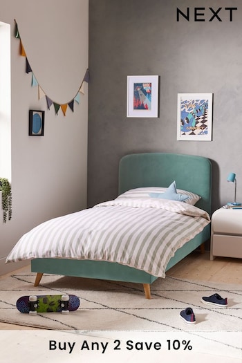 Soft Velvet Slate Teal Blue Kids Matson Standard Upholstered Bed (Q93895) | £290