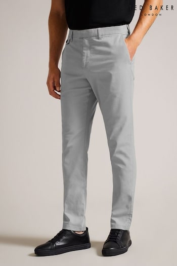 Ted Baker Grey Slim Fit Textured Chino Trousers Ruffles (Q93996) | £90