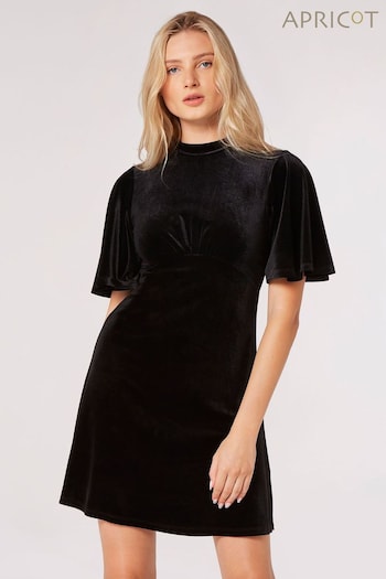 Apricot Black Velvet Flare Dress (Q94093) | £30