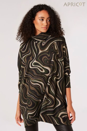 Apricot Green Marble Swirl Roll Neck Top (Q94097) | £30