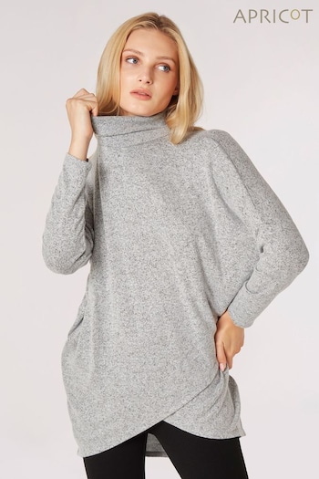 Apricot Grey Wrap Front Soft Touch Tunic (Q94107) | £30