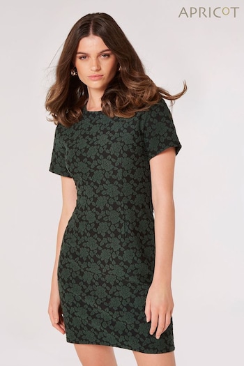 Apricot Green Rose Jacquard Shift Dress (Q94112) | £30
