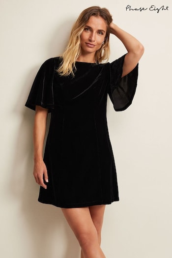 PHASE EIGHT BLACK CHARLIE VELVET DRESS (Q94212) | £110