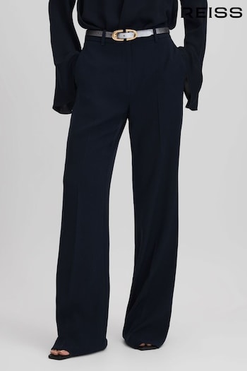 Reiss Navy Margeaux Wide Leg Suit Trousers (Q94233) | £150