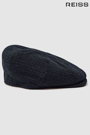 Reiss Navy Arbor Wool Blend Baker Boy Cap (Q94244) | £58