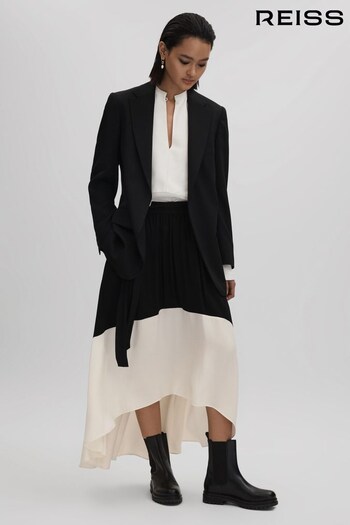 Reiss Black/Cream Emma Colourblock Midi Skirt (Q94249) | £158