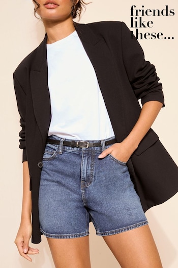 black classic fit jeans Mid Blue Denim Mom Style Shorts (Q94270) | £26
