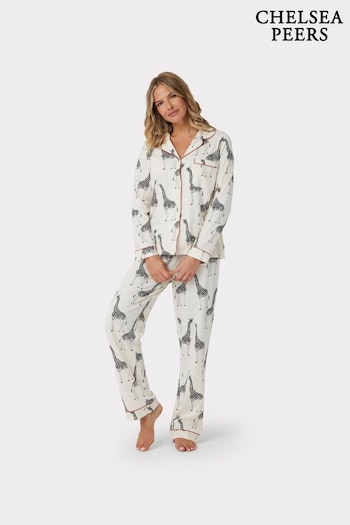 Chelsea Peers Volt Giraffe Button Up Long Pyjama Set (Q94275) | £55
